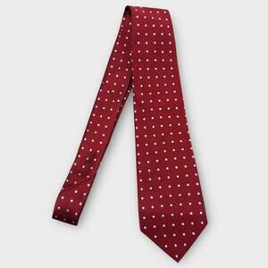 Lauren Ralph Lauren Tie Men's Red Polka Dot Silk Necktie Handmade In USA